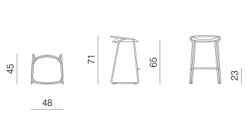 Prostoria designové barové židle Monk Barstool Low (výška sedáku 65 cm)