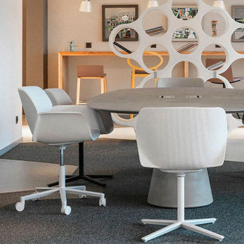Výprodej Andreu World designové kancelářské židle Nuez (bílá, tmavě modrá kůže)