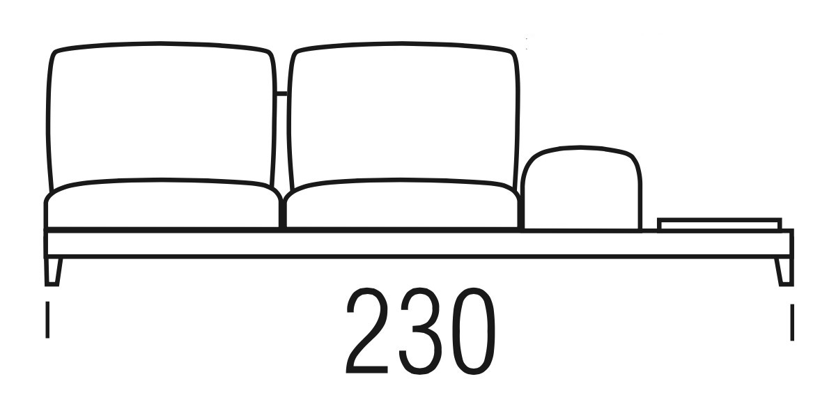 Beltá / Frajumar designové sedačky Slim 230cm bez područek